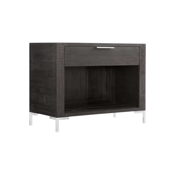 Loring Cinder and Polished Stainless Steel Single Drawer Nightstand, image 2