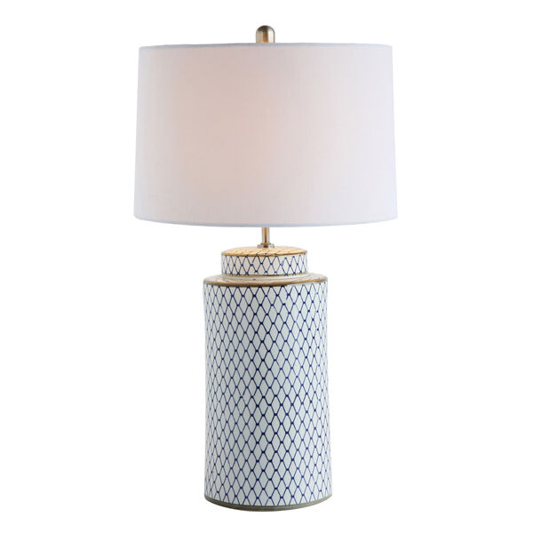 Indigo and White Ceramic Table Lamp, image 1