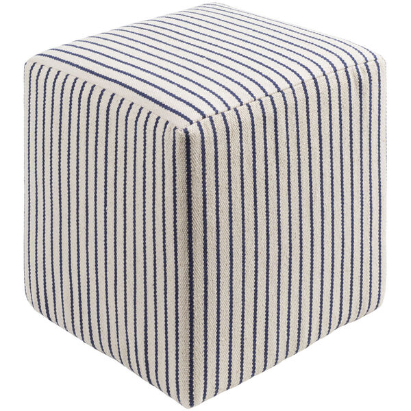 Milford Cream and Navy Pouf, image 1