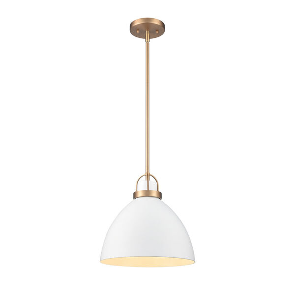 Somerville Matte White and Brushed Gold One-Light Pendant, image 1
