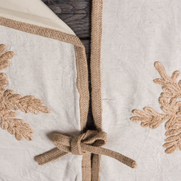 Falling Flakes Brown 60-Inch Tree Skirt with Beautiful And Organic Natural Cotton Linen, image 5