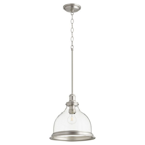 Satin Nickel with Clear 12-Inch One-Light Pendant, image 1