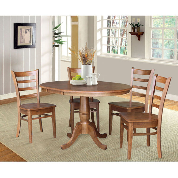 Emily Distressed Oak 29-Inch Round Extension Dining Table with Four Chair, image 3