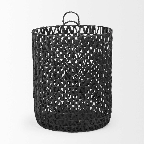 Lola Black Hyacinth Zig Zag Weave Round Basket with Handles, Set of 3, image 3