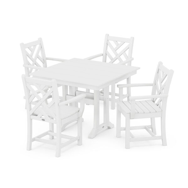 Chippendale White Trestle Arm Chair Dining Set, 5-Piece, image 1