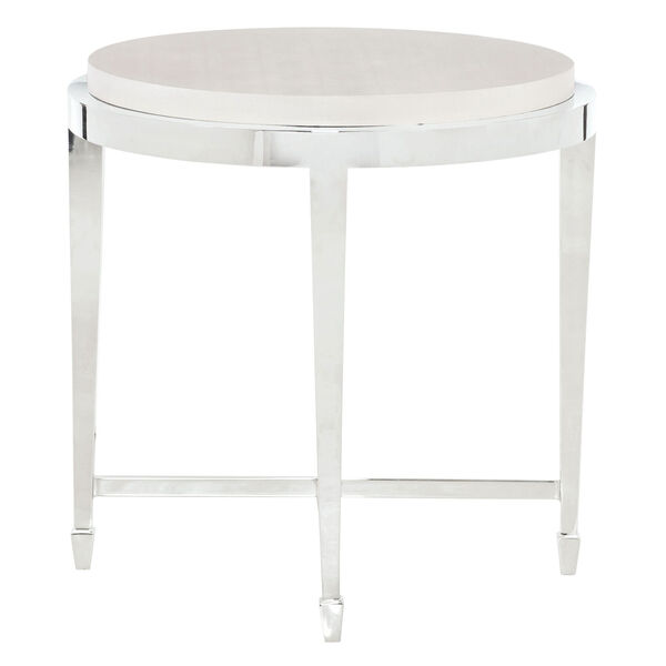 Criteria Pale Ivory Leather 26-Inch End Table, image 1