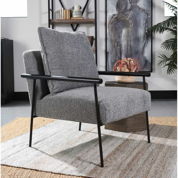 Eliicott Soft Gray and Black Upholstered Arm Chair, image 7