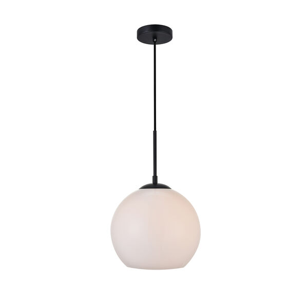 Baxter Black and Frosted White Nine-Inch One-Light Mini Pendant, image 1