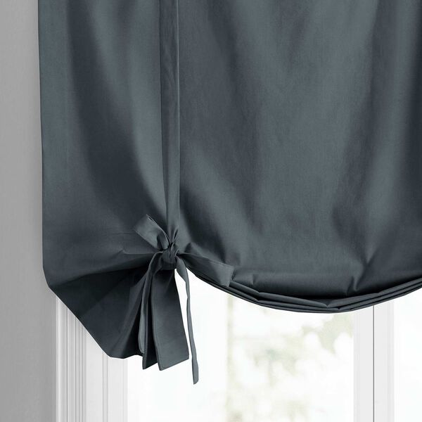 Business Gray Solid Cotton Tie-Up Window Shade Single Panel, image 6