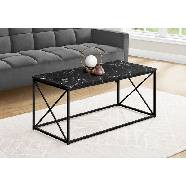 Black Marble X-Leg Coffee Table, image 2