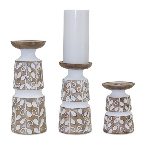Brown Resin Candle Holder , Set of Three, image 1