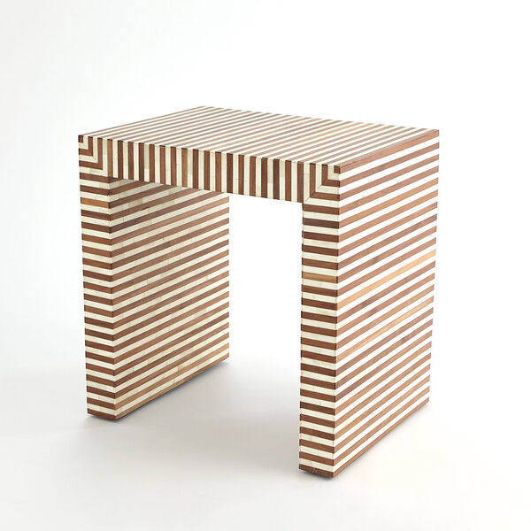 Sienna Large End Table in Walnut and Bone, image 5