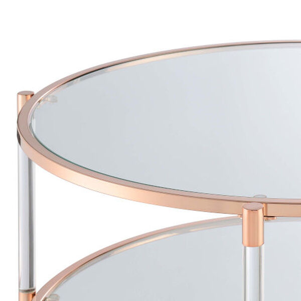 Royal Crest Rose Gold 2-Tier Acrylic Glass Coffee Table, image 5