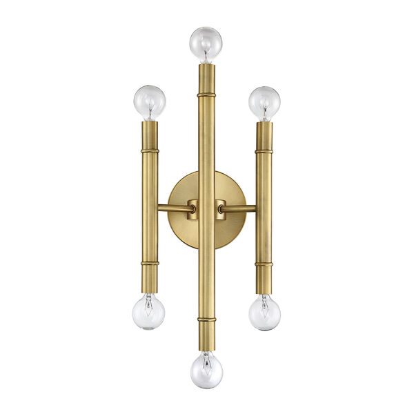Nicollet Natural Brass Six-Light Wall Sconce, image 2