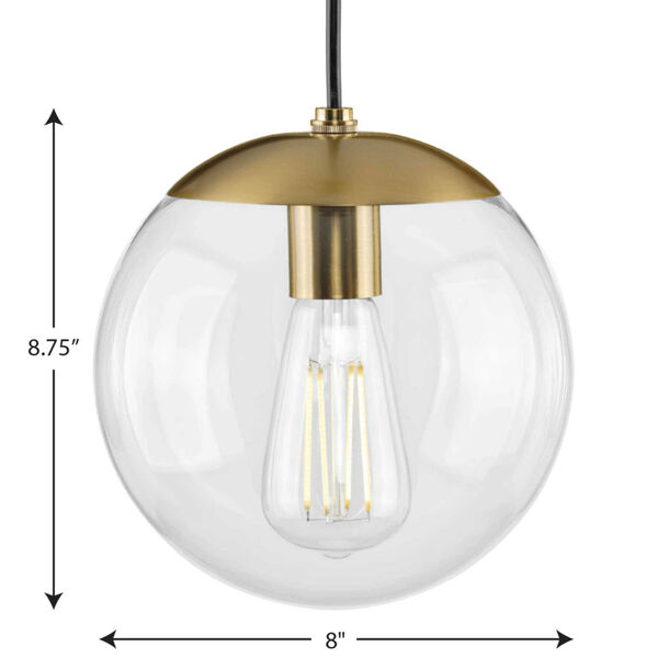 P500309-109: Atwell Brushed Bronze One-Light Mini Pendant with Clear Glass, image 4