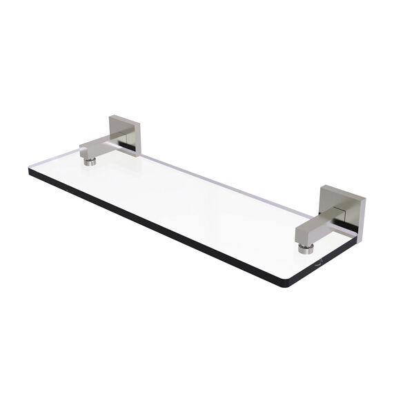 Montero Satin Nickel 16-Inch Glass Vanity Shelf with Beveled Edges, image 1