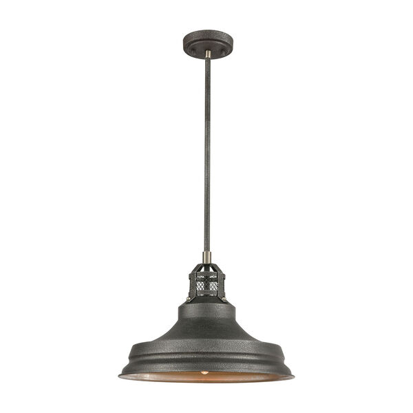 Carbondale Slate Mist and Satin Nickel 15-Inch One-Light Pendant, image 1