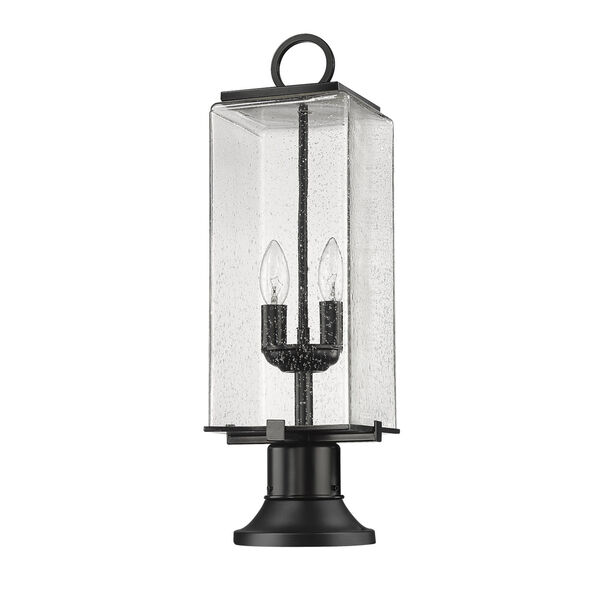 Sana Black Two-Light Outdoor Pier Mounted Fixture with Seedy Shade, image 5