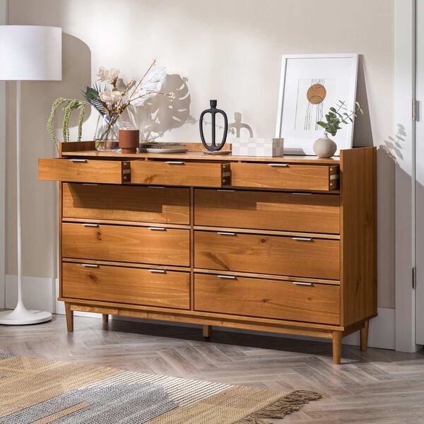Caramel Solid Wood Nine-Drawer Dresser, image 8