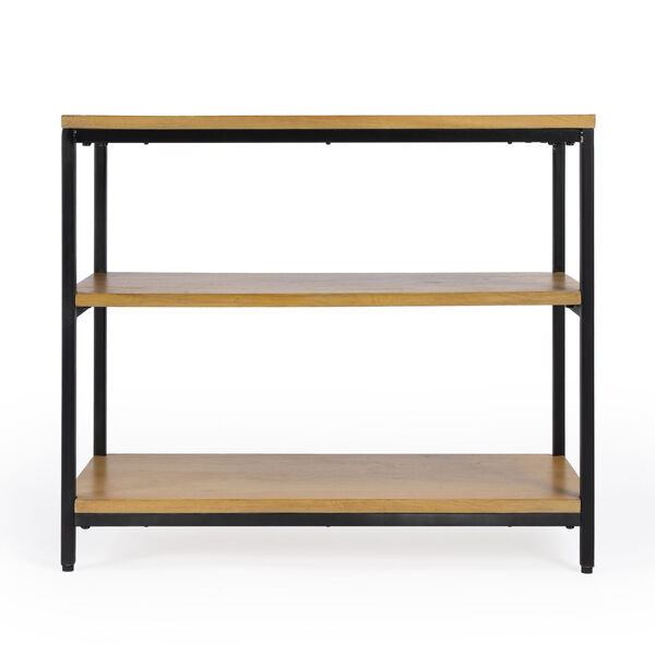 Hans Natural and Black Bookcase with Three Shelves, image 3