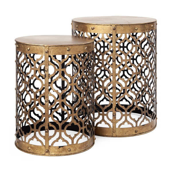 Rudebekia Gold Cylindrical Accent Table, Set of Two, image 1