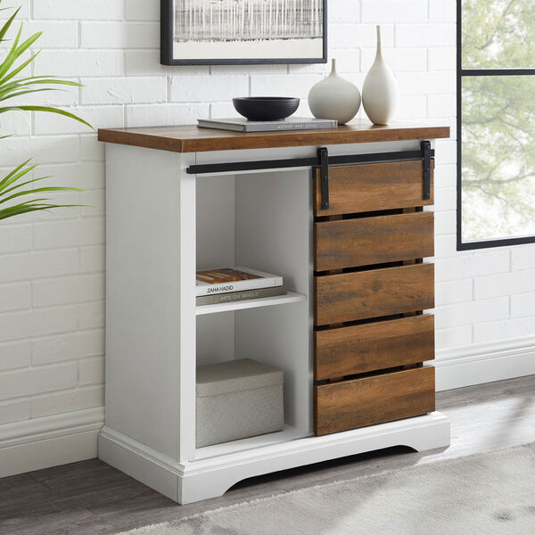 Solid White and Rustic Oak TV Stand, image 5