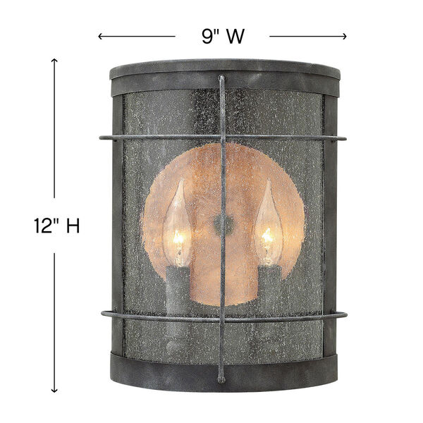 Newport Aged Zinc Two-Light Outdoor Wall Sconce, image 4