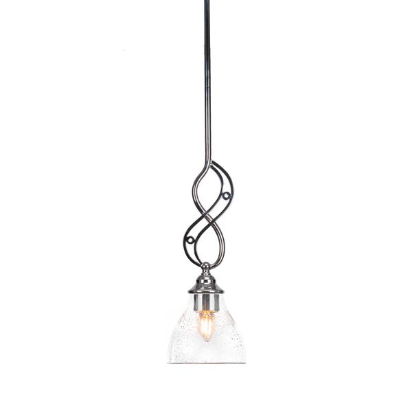 Jazz Chrome One-Light Mini Pendant with Six-Inch Clear Bubble Glass, image 1