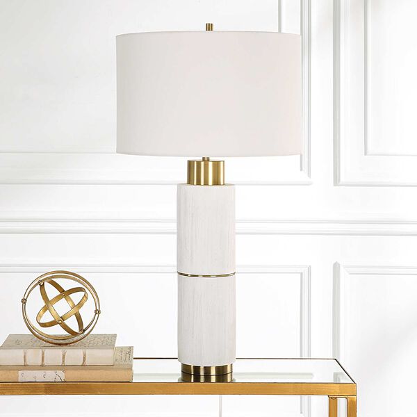 Ruse White and Brushed Brass Table Lamp, image 4