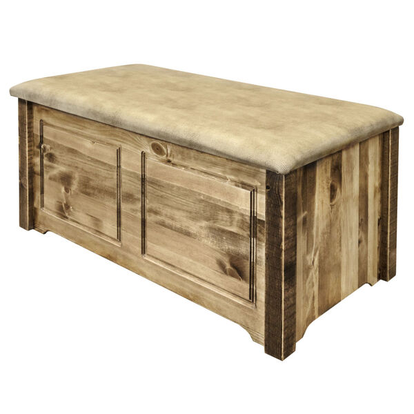 Homestead Stain and Lacquer Blanket Chest with Buckskin Upholstery, image 3