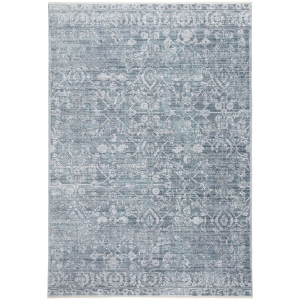 Cecily Luxury Distressed Ornamental Teal Gray Area Rug, image 1
