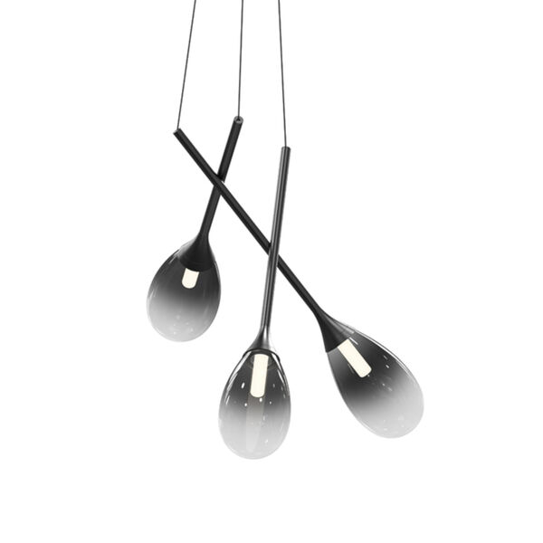 Parisone Satin Black 26-Inch Three-Light LED Pendant with Smoke Glass, image 1