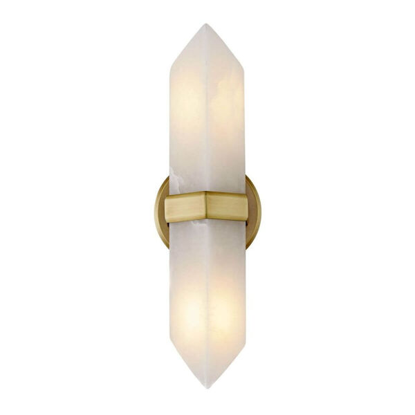 Valencia Vintage Brass Two-Light Bath Vanity with Alabaster Shade, image 1