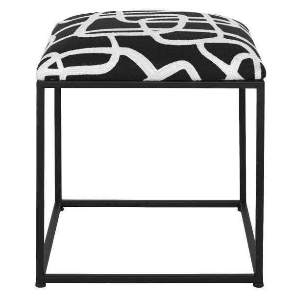 Twists And Turns Black and White Fabric Accent Stool, image 2