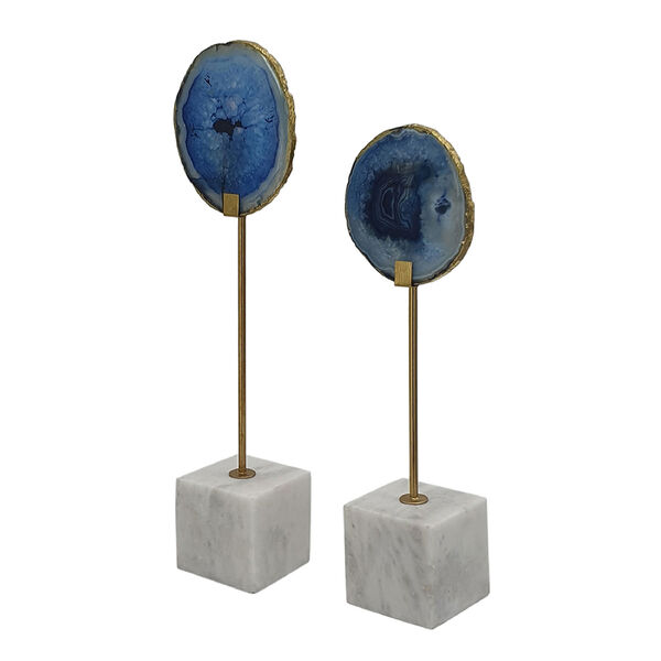 Sabriel Blue Gold Agate Statuaries, Set of Two, image 1