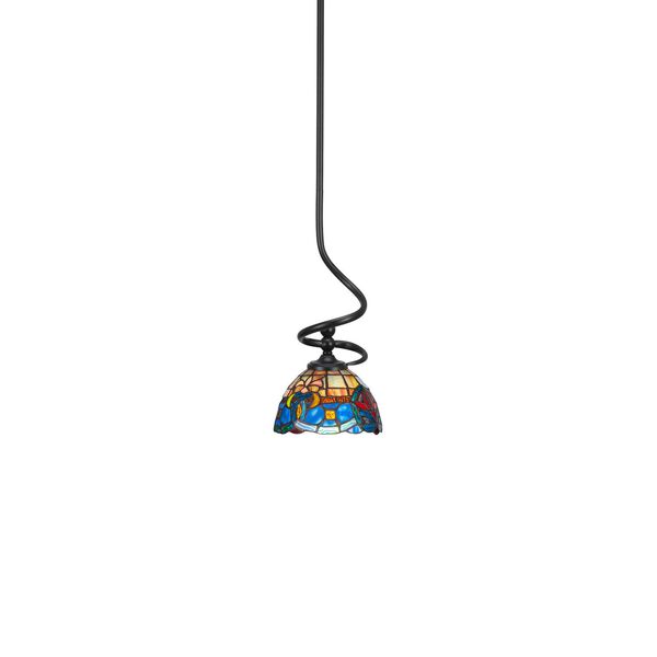 Capri Matte Black One-Light Mini Pendant with Sierra Art Glass, image 1
