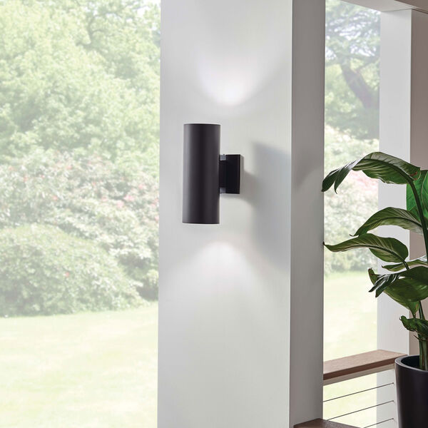 Black 5-Inch Two-Light Small Outdoor Wall Light, image 2