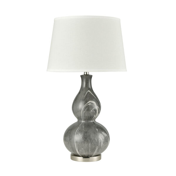 Laguria Printed Gray Marble and Polished Nickel 16-Inch Table Lamp, image 2