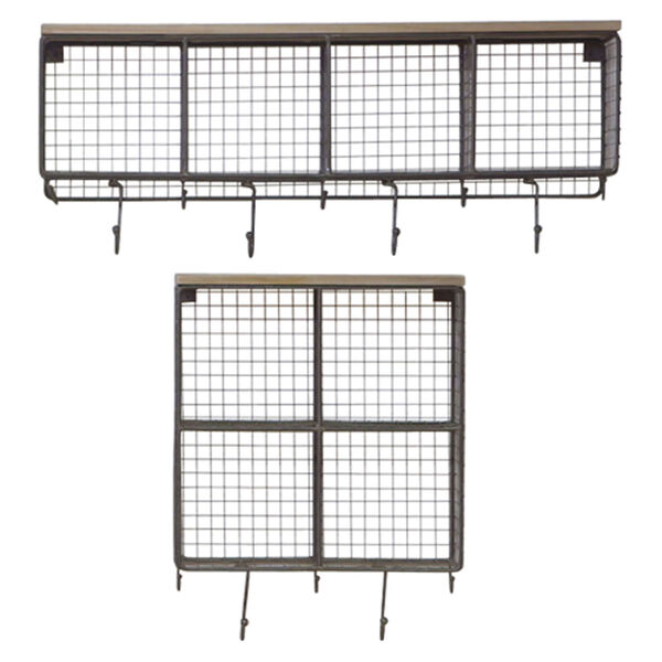 Natural Wire Mesh Four Horizontal Cubbies w/ Raw Wooden Top, image 2