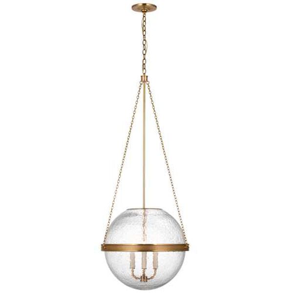 Reese Soft Brass Three-Light Globe Pendant with Clear Restoration Glass by Marie Flanigan, image 1