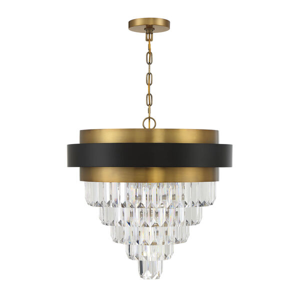 Marquise Matte Black and Warm Brass Four-Light Chandelier, image 2
