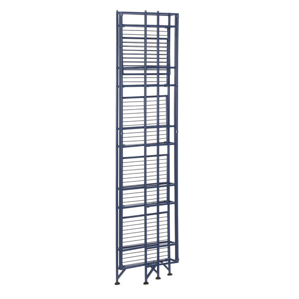 Xtra Storage Cobalt Blue Five-Tier Folding Metal Shelf, image 4
