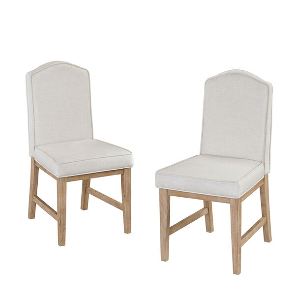 Classic Dining Set of Upholstered Chairs in White Wash Finish, image 1