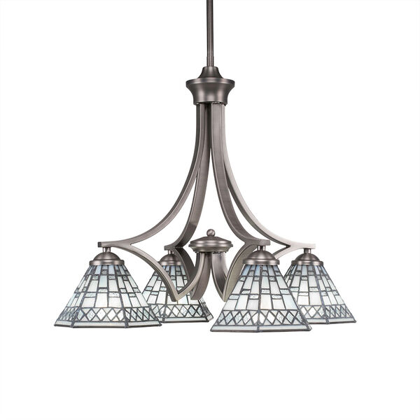 Zilo Graphite Four-Light Chandelier with Pewter Tiffany Glass, image 1