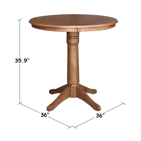 Distressed Oak 36-Inch Round Top Counter Height Pedestal Table, image 4