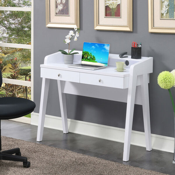 Newport White Deluxe Two-Drawer Desk, image 2