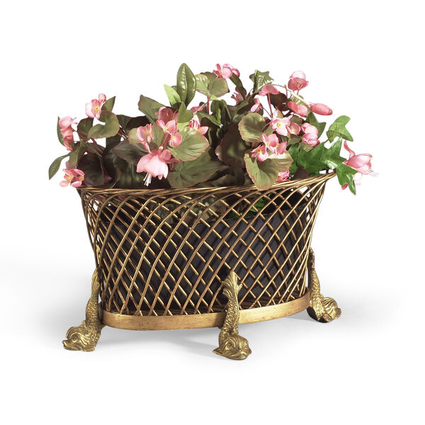 Gold Dolphin Planter, image 1