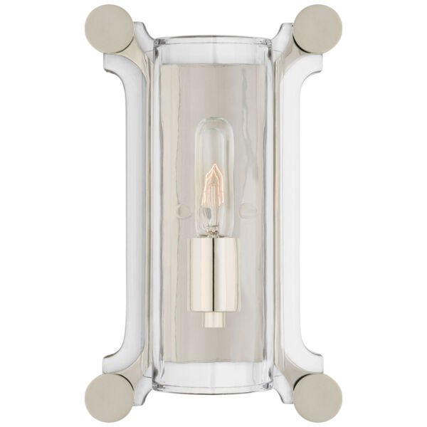 Chirac Small Sconce in Polished Nickel with Clear Glass by Thomas O'Brien, image 1