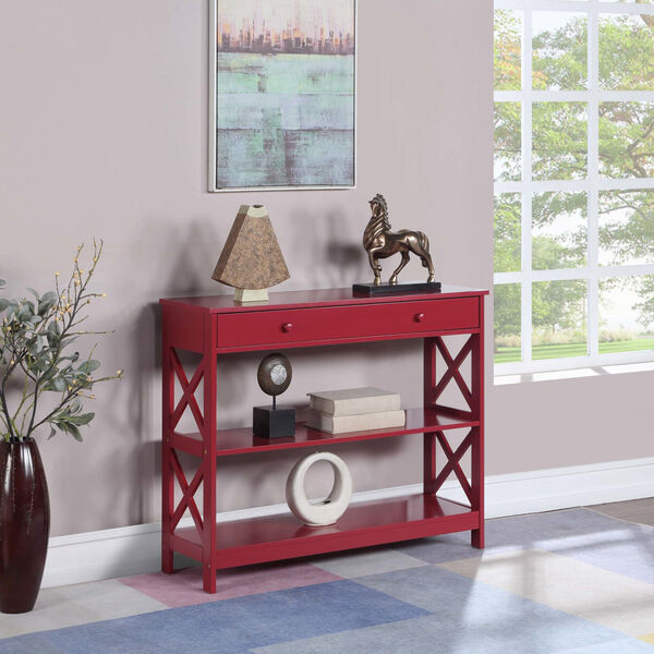 Oxford One Drawer Console Table in Cranberry Red, image 1