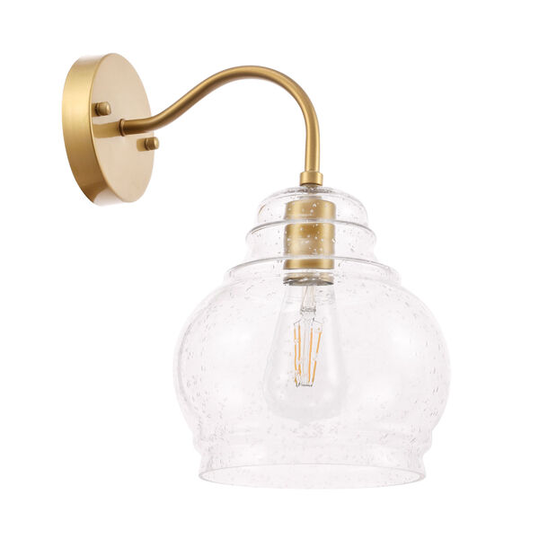 Pierce Brass Eight-Inch One-Light Wall Sconce with Clear Seeded Glass, image 3